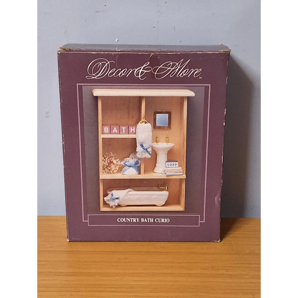 Vintage Decor & More Country Bath Curio Shadow Box Wall Display With Box